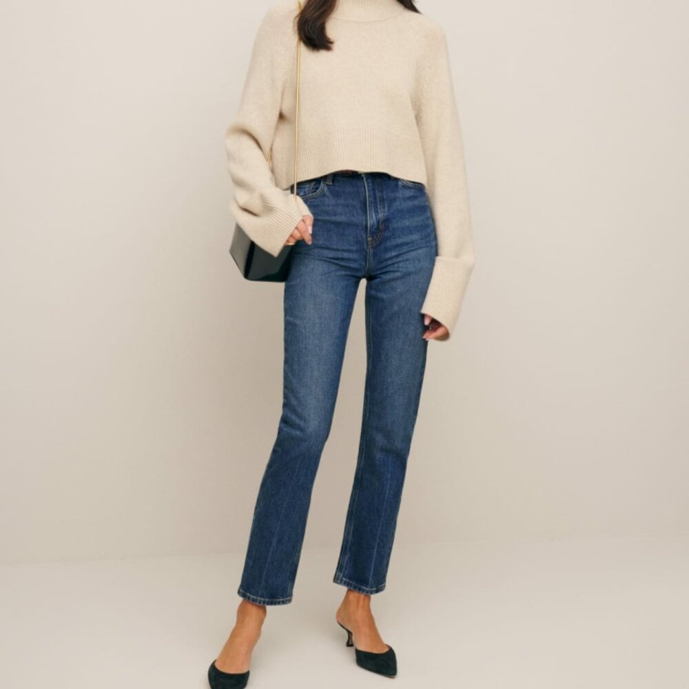 NWT Reformation Liza Ultra High Rise Straight Jeans - Icarian